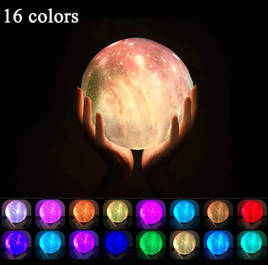 3D printed lunar light painting night light with LED light, PVC and ABS body, USB charging and pat control