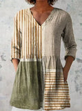Women's loose fit printed dress with 3/4 sleeves and a wide waist.