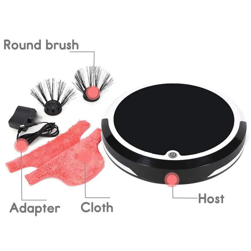 Smart home sweeping robot with 350ml dust box, 2400mAh battery, 27cm x 27cm x 6.5cm ABS body, EU US plug options