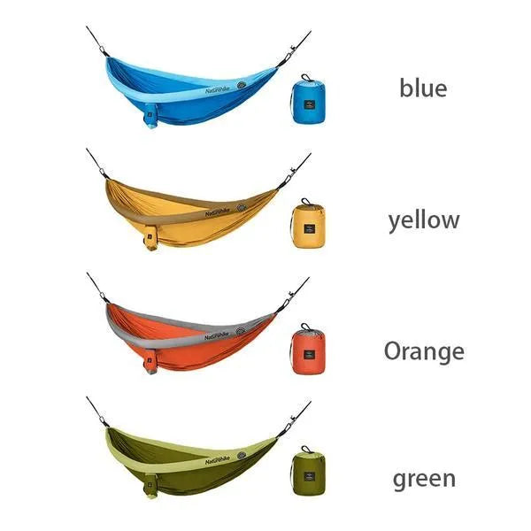 Anti rollover double camping hammock in blue with 201T high fibre nylon surface