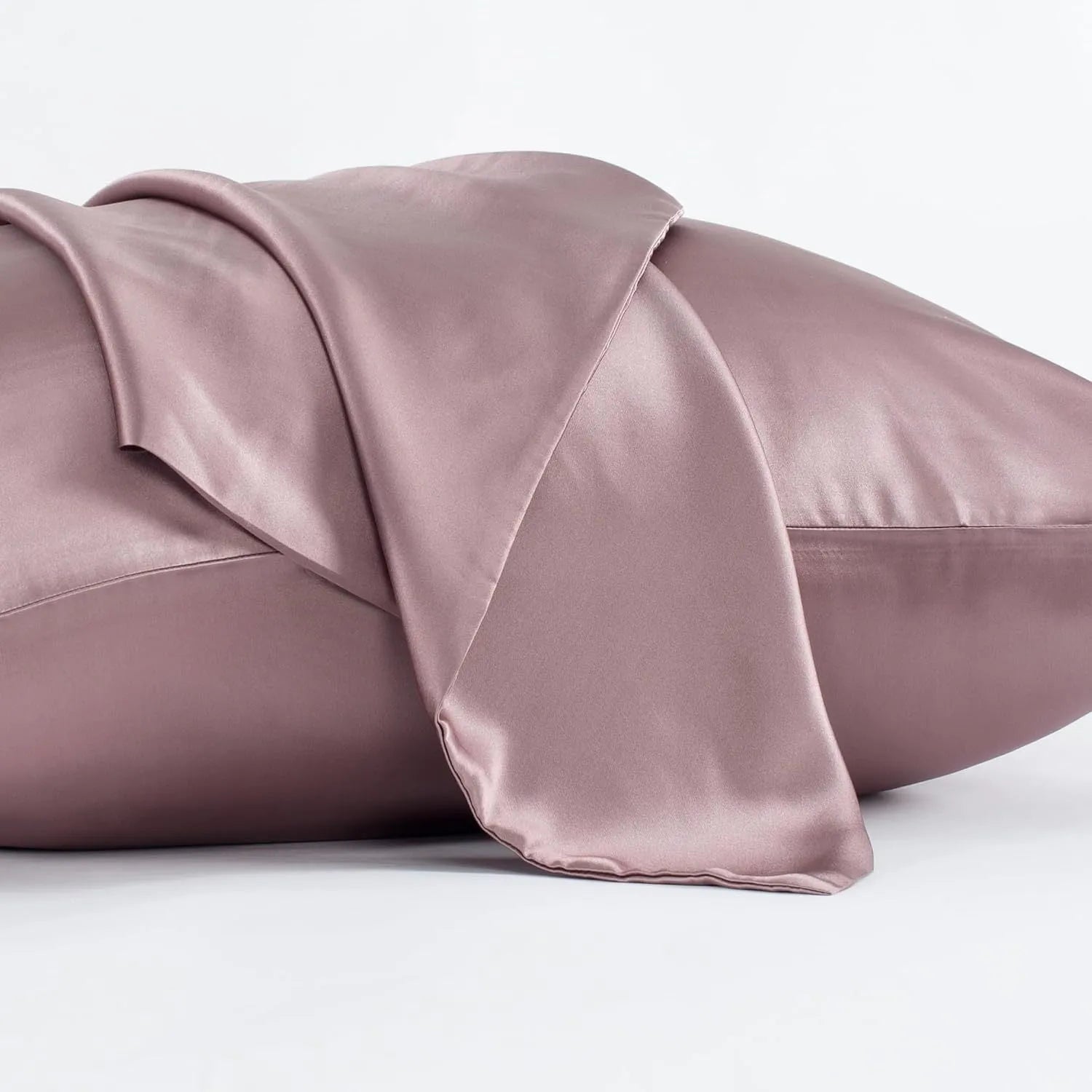 Mulberry silk pillowcase with envelope closure in dark gray colour showing secure flap design