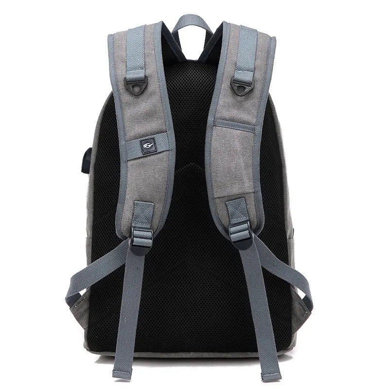 Canvas USB charging backpack with computer pocket showing coffee colour option