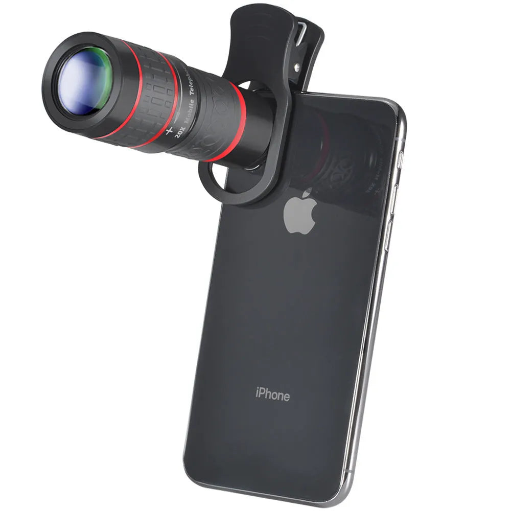 20x mobile phone telescope lens with universal clip for smartphone attachment