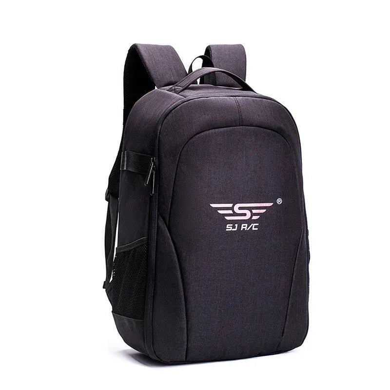 Black Oxford cloth UAV backpack with multiple compartments for drone and camera equipment