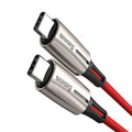 Purple and red 1-metre Dual USB Type-C data cable with PD fast charging support.