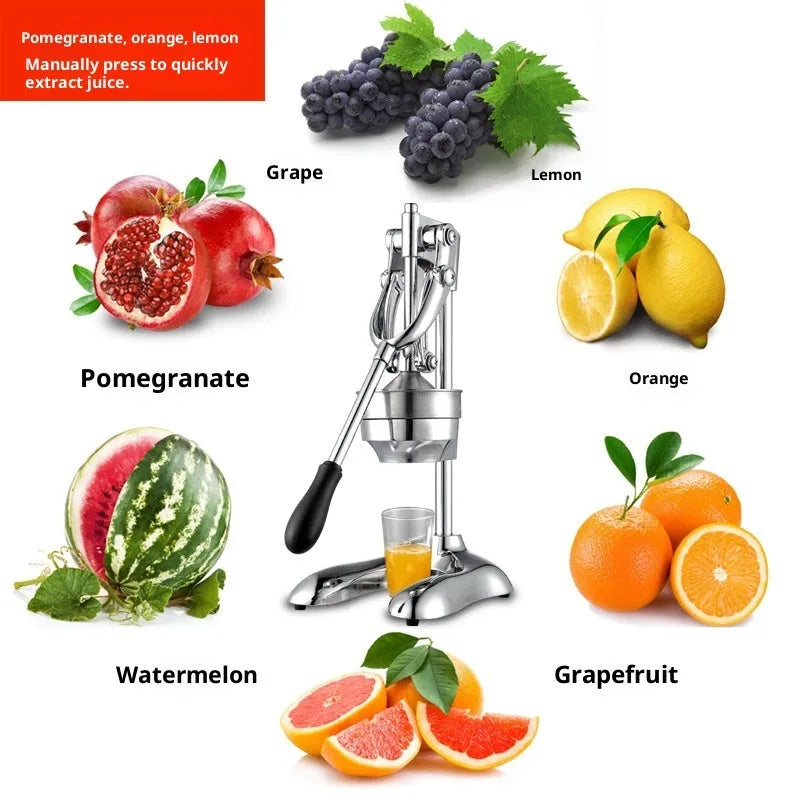 Commercial orange juice squeezer juicer, manual metal citrus press, Chinese style, single mold, silver finish