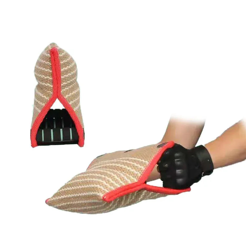 Dog biting sleeve training gear made from coarse jute material, 1000g puppy chew toy as shown colour