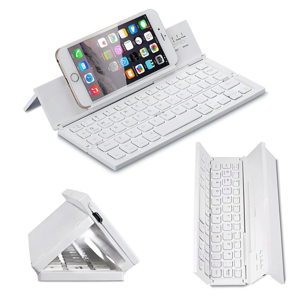 Black or white 5.8-inch folding Bluetooth keyboard with aluminium bottom cover for tablets
