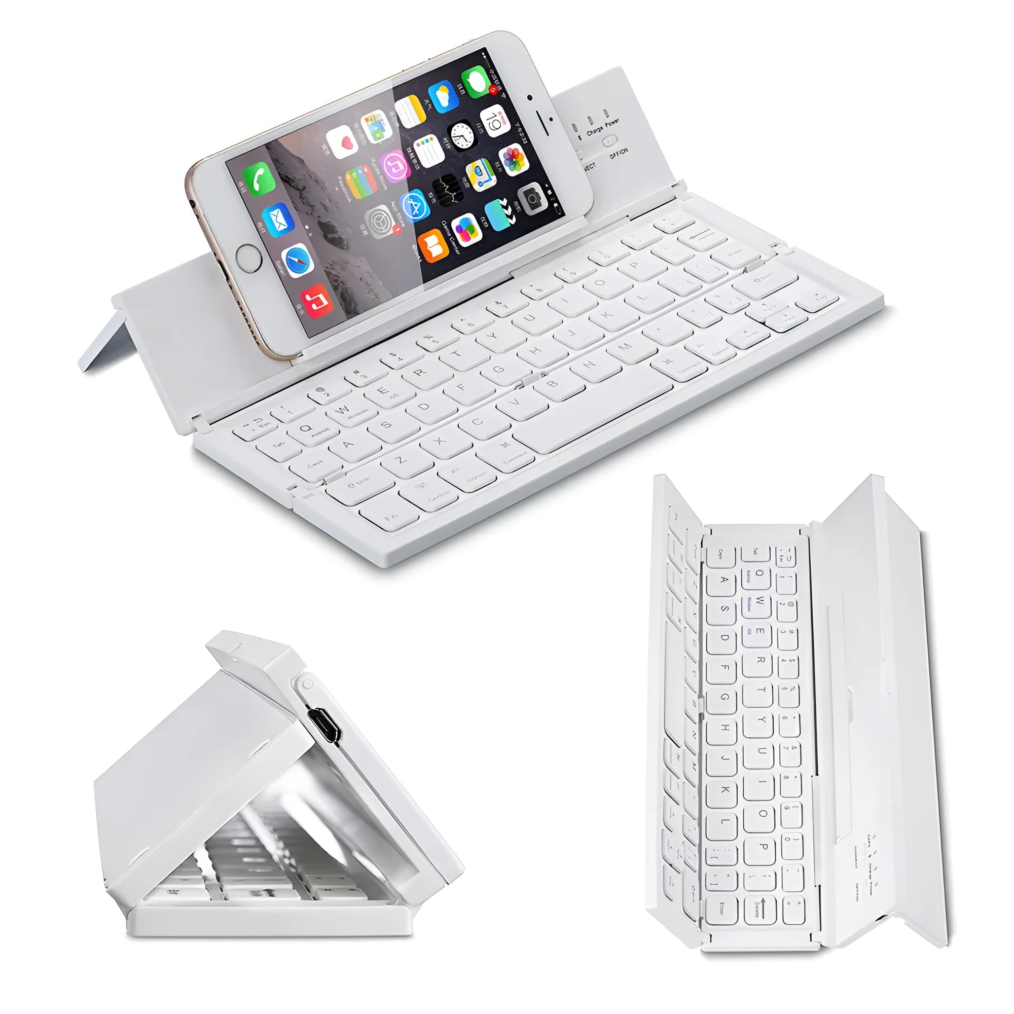 Black or white 5.8-inch folding Bluetooth keyboard with aluminium bottom cover for tablets