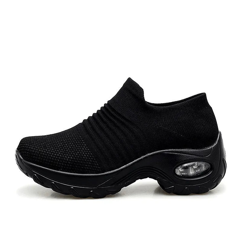 Flying woven rocking shoes with soft MD sole and front strap, shown in black, gray, purple, and camouflage colours