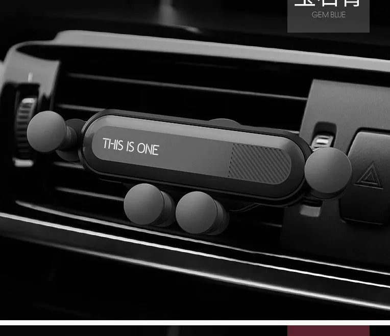 Universal car phone navigation holder clipped onto a vehicle air vent, available in multiple colours.