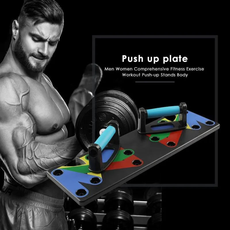 Power Press push up board with nine colour-coded positions, ABS plastic, 59.5 x 18.3 cm