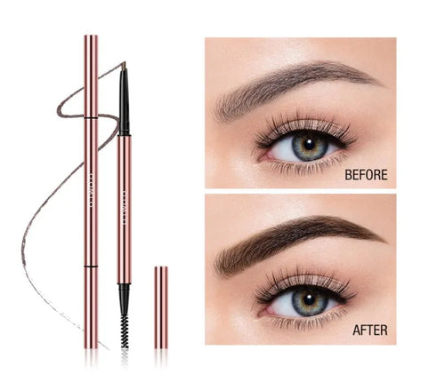 Brow make-up pencil in colour box with six shade options: Auburn, Blonde, Caramel, Dark Brown, Soft Brown, Taupe.