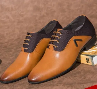 Men's classic Oxford shoe in black, brown, or yellow with a PU leather upper and rubber sole.