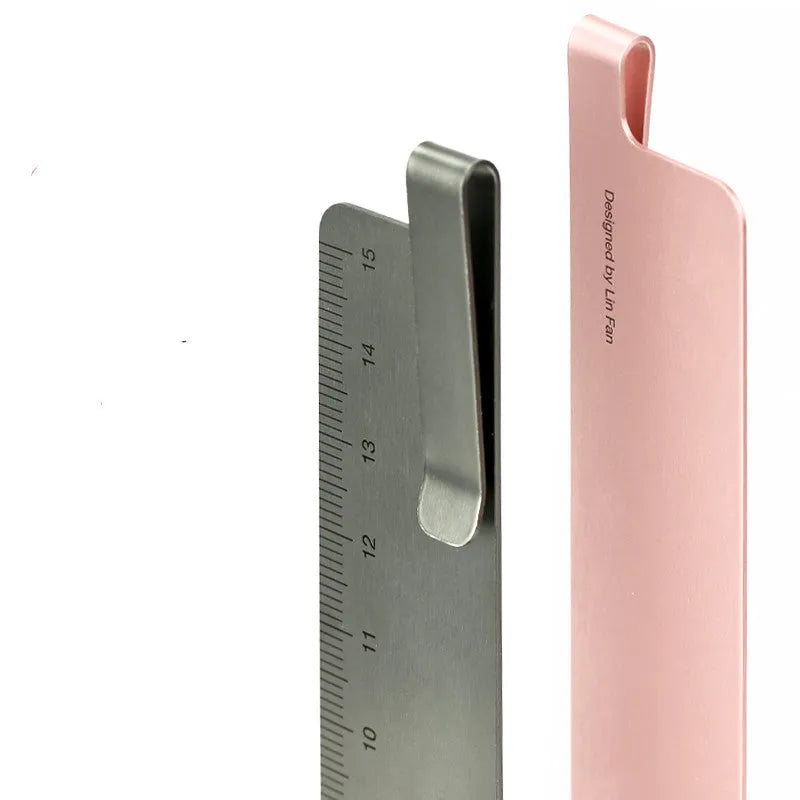 RUMA 15cm metal bookmark ruler with laser-engraved scales in black or silver aluminium alloy