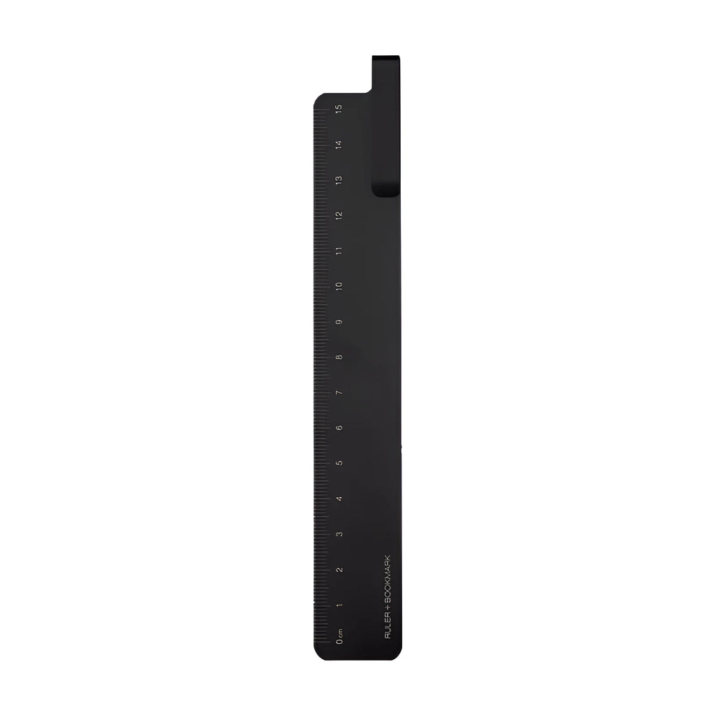 RUMA 15cm metal bookmark ruler with laser-engraved scales in black or silver aluminium alloy