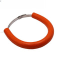 Universal motorcycle exhaust pipe anti-drop clamp and gasket in black, blue, and orange