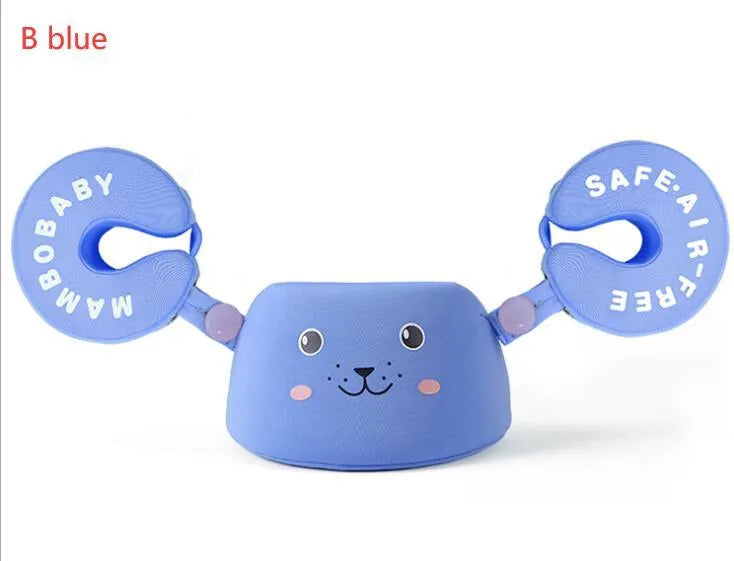 Baby swimming ring in blue with foam construction and 3D space layer fabric cover for children's wading use