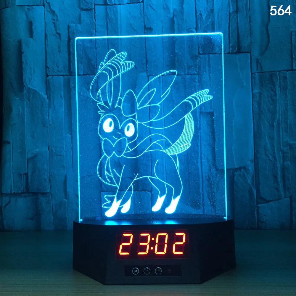 Dolphin-shaped 3D night light table lamp with wireless charging pad and remote control on wooden surface