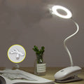Modern clip-on rechargeable desk lamp with touch switch and plastic shade in multiple colour temperature options