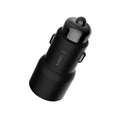 Ruimi 3S black car charger with USB ports measuring 26.5x26.5x61.3mm