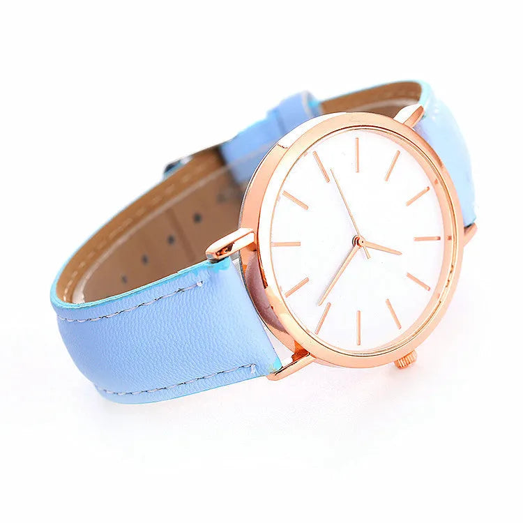 Women's quartz wristwatch 28mm dial 7mm thick slim simple style eight colours beige