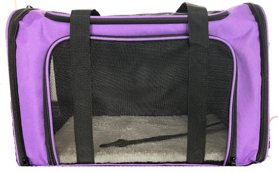 Pet travel backpack made of cationic linen fabric in blue colour, 44x28x28cm size for cats and small dogs