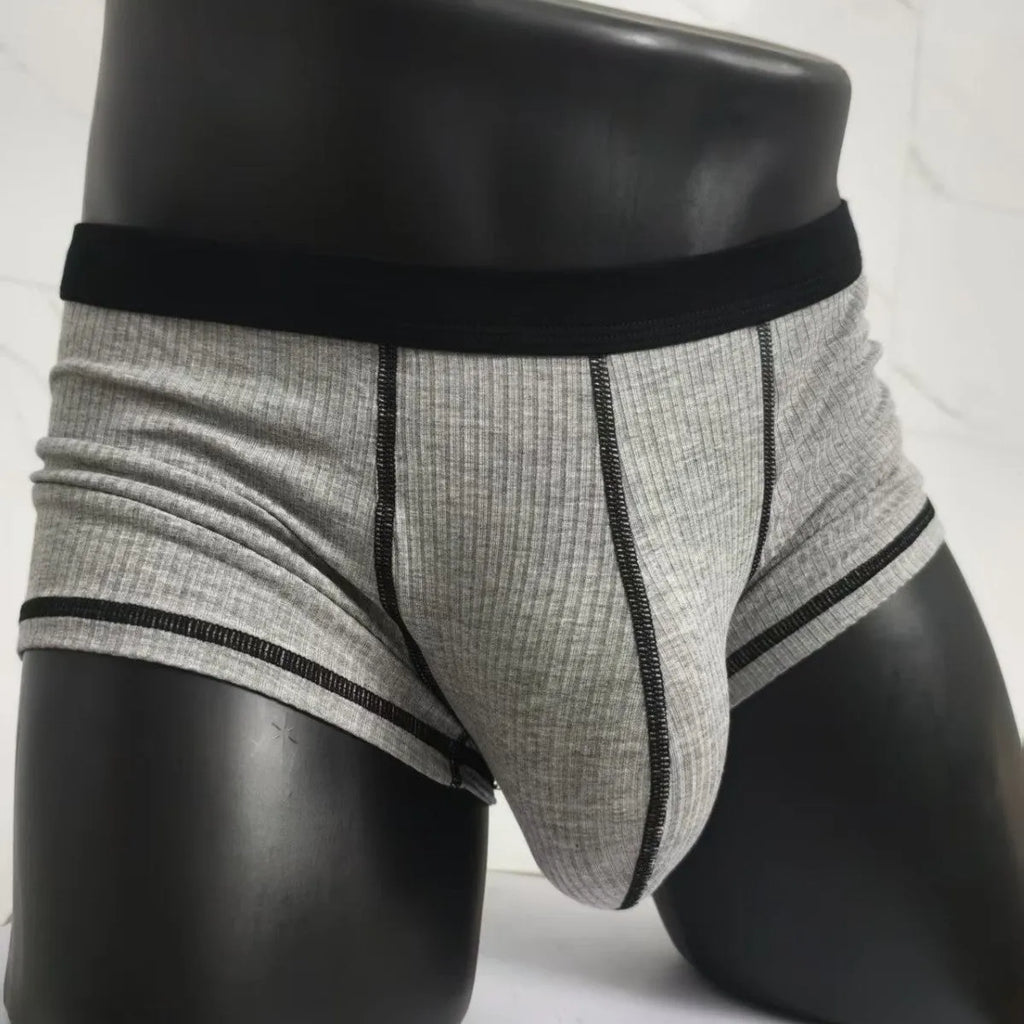 Men's breathable boxer shorts in army green colour showing lightweight fabric and shaping design