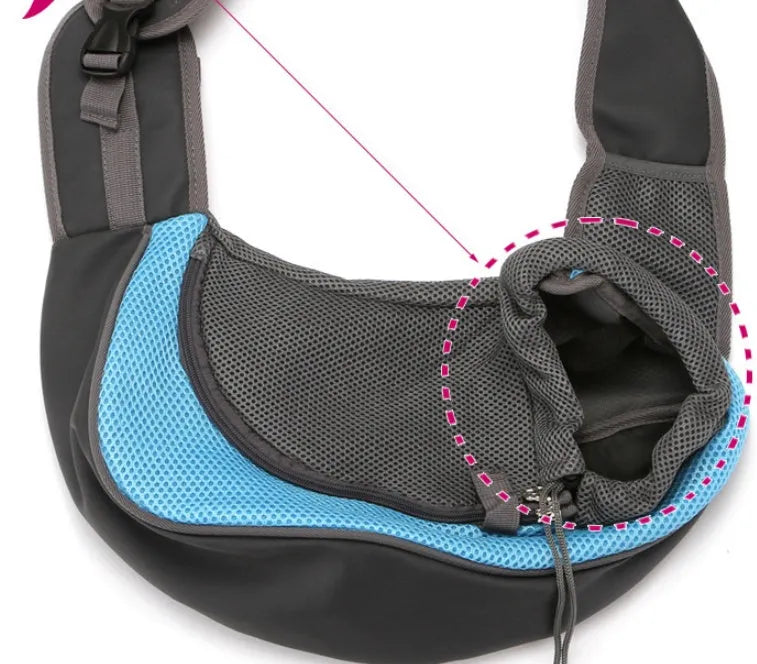 Lightweight pet backpack for small dogs and cats in blue colour with ventilation and foam padding