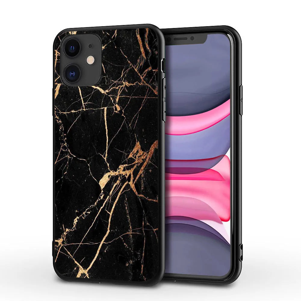 Marble pattern iPhone back cover case with waterproof and drop-resistant protection