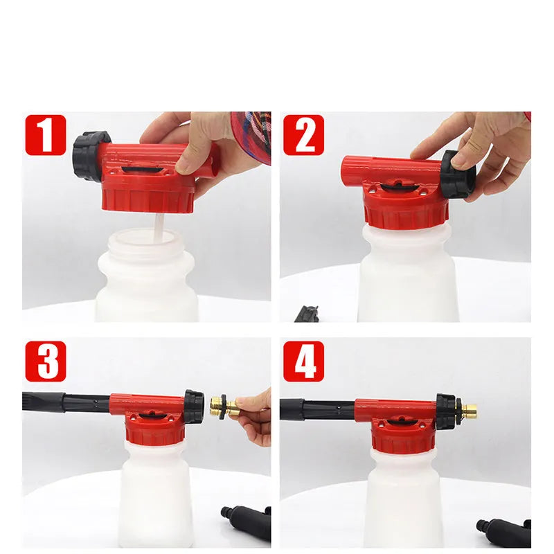 Foam pot high pressure water gun for garden watering and spraying.