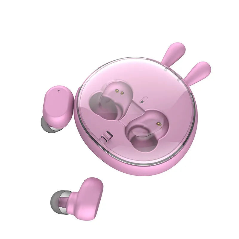 Wireless Bluetooth headset 5.0 stereo earplugs in black pink red with battery display