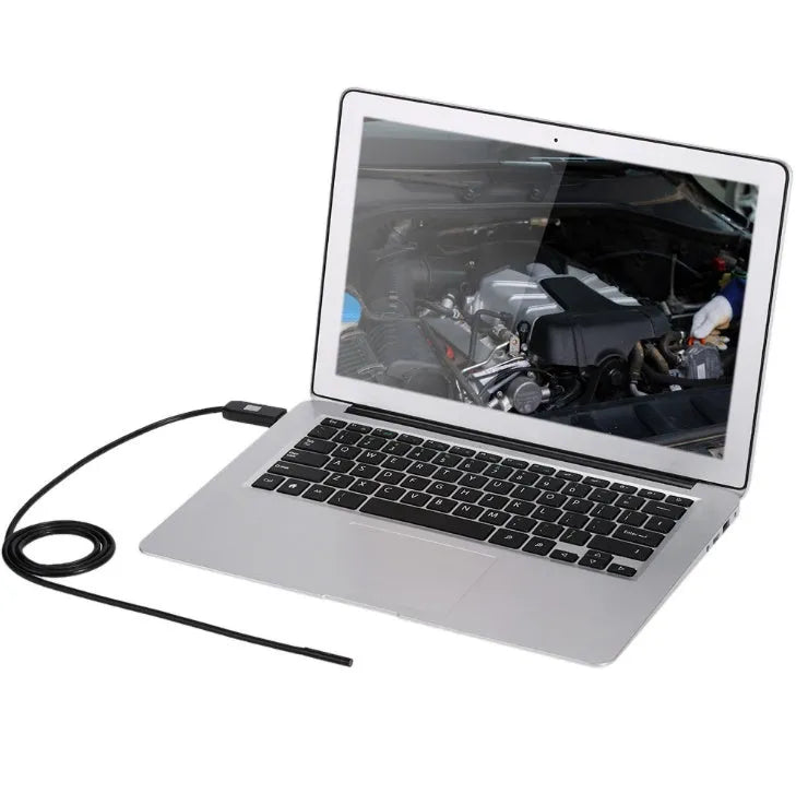 OWSOO USB endoscope inspection camera with 5m cable, LED lights, magnet, and hook attachments