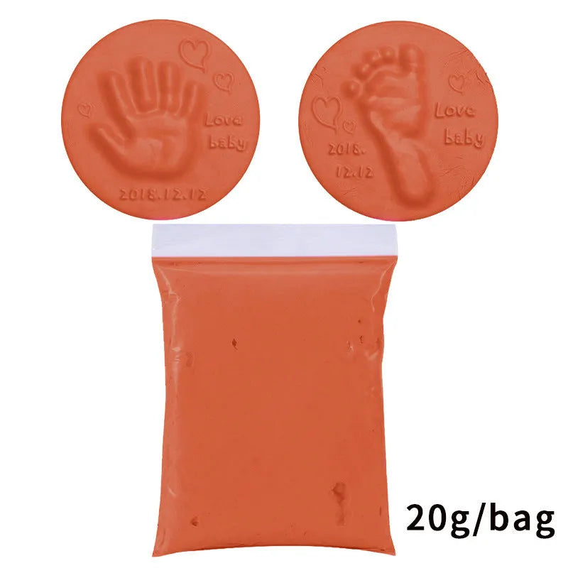 Baby handprint footprint clay kit with 20g soft non-toxic moulding paste in multiple colours
