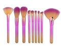 9-piece makeup brush set with cylinder cover fan eye brush and powder brush in blue and pink colours