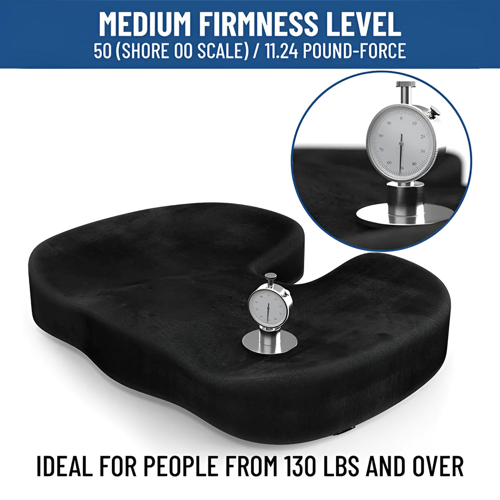 Black flannel U-shaped memory foam seat cushion measuring 46x36x7cm for office chair comfort