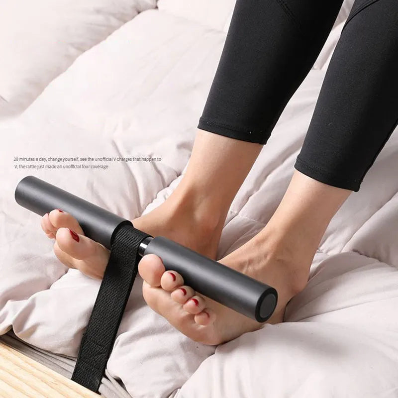 Black portable abdominal fitness device, 176g, steel foam PVC tube, 32cm length household core trainer