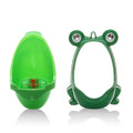 Ergonomic frog-shaped children baby potty toilet with rotating windmill in yellow and green, adjustable sucker, and large capacity