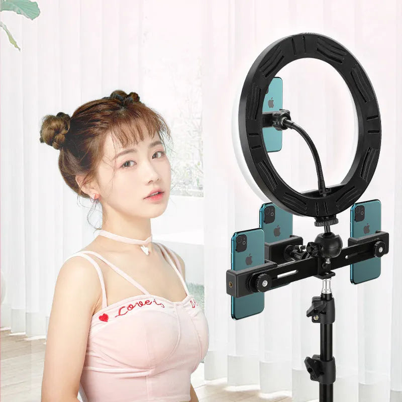 10-inch ring selfie beautifying light with adjustable 19cm metal bracket for smartphones