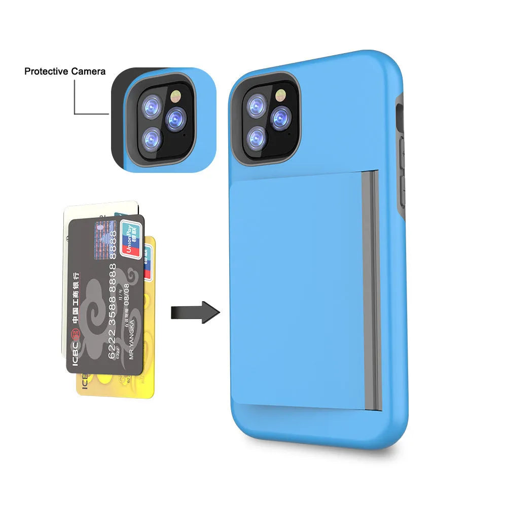 Black solid colour TPU and PC phone case for Apple iPhone 11 series models on a white background.