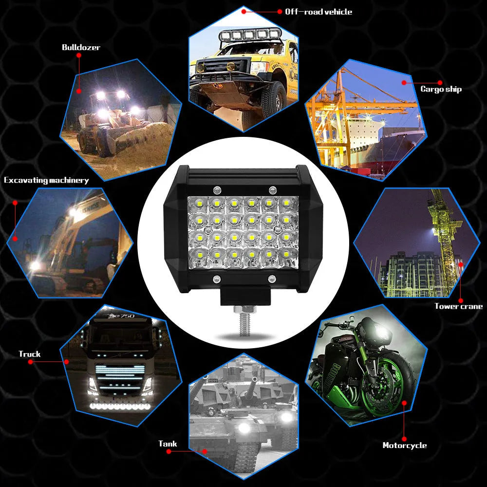 Black aluminium alloy LED strip lights with four rows of LED beads for vehicle modification