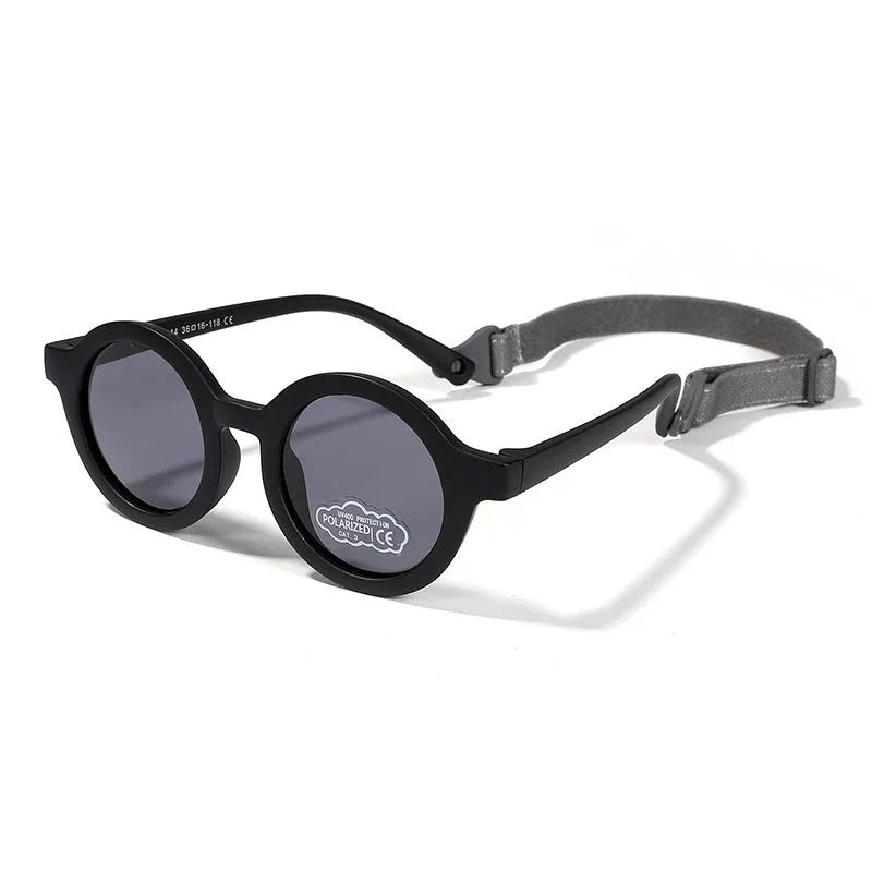 Children's round frame polarised sunglasses with UV400 protection for 0-3 year olds in various colours