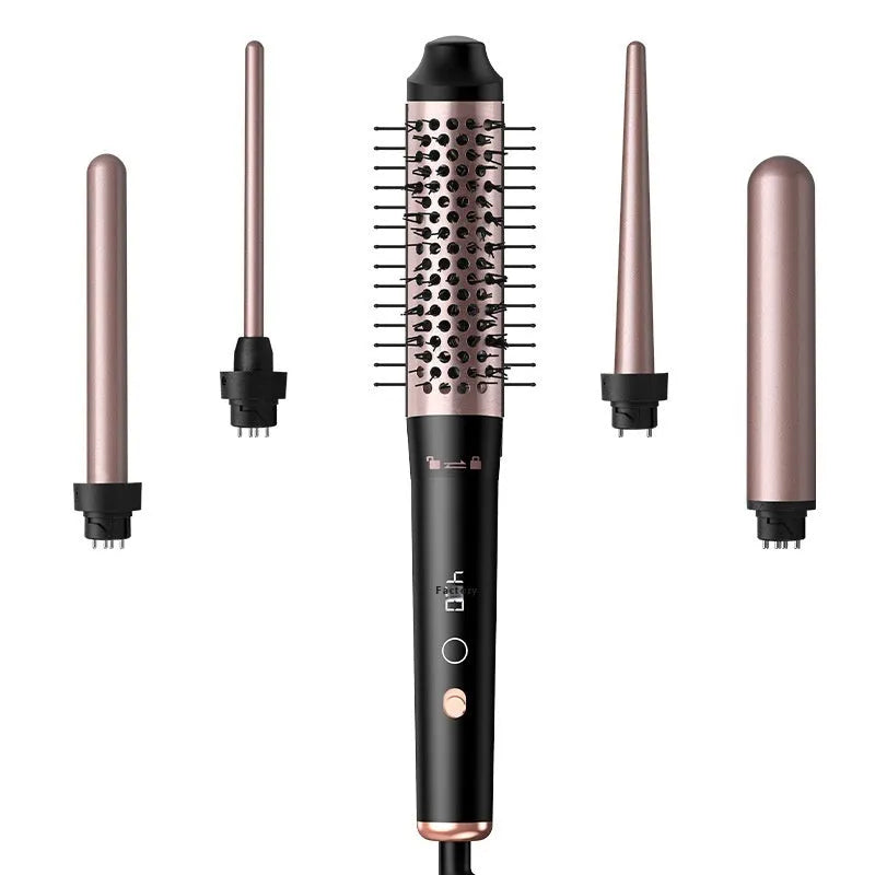 Automatic hair curler for large waves in rose gold with three included headbands
