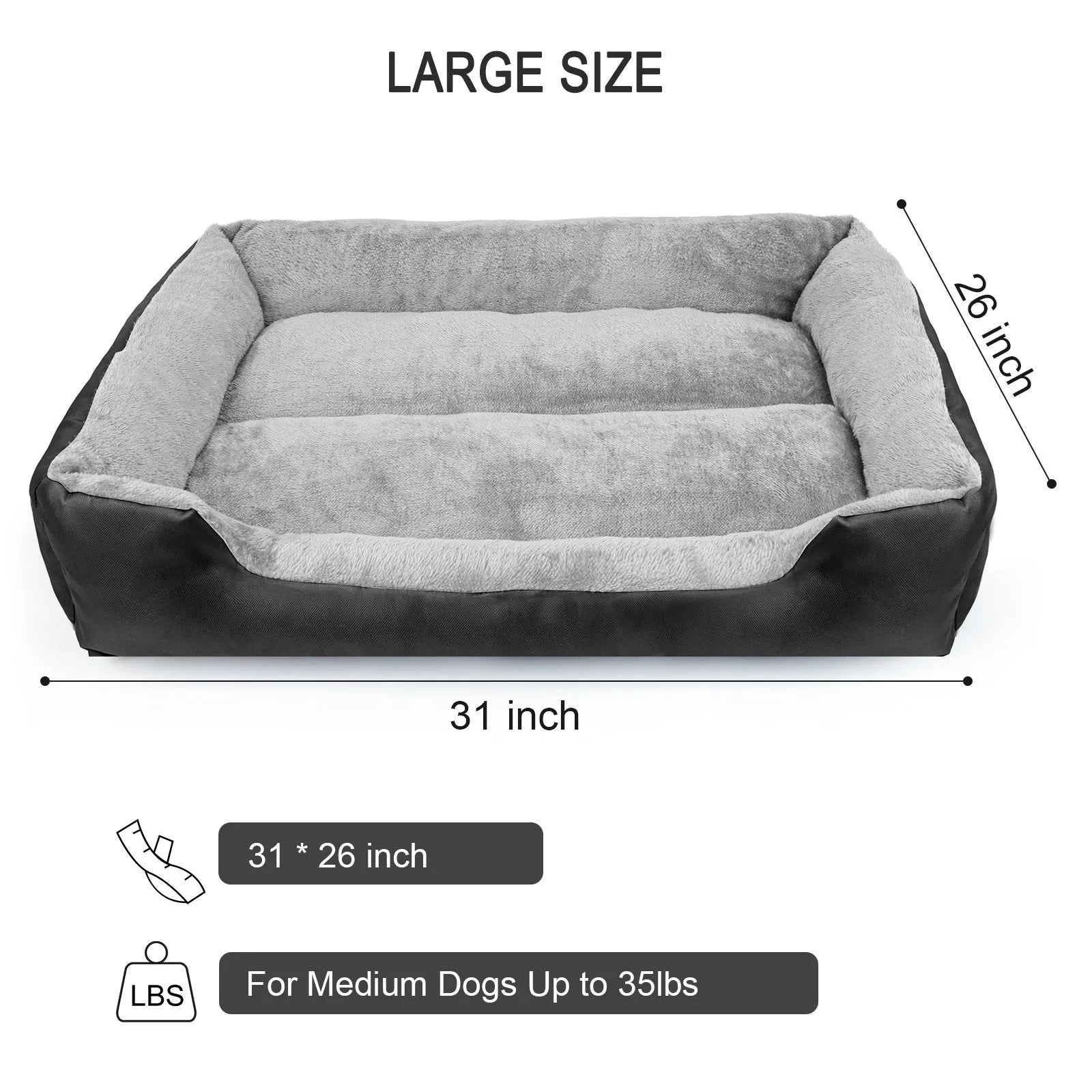 Black cloth pet nest dog bed for medium to large dogs, 2XL size 110x84x16cm