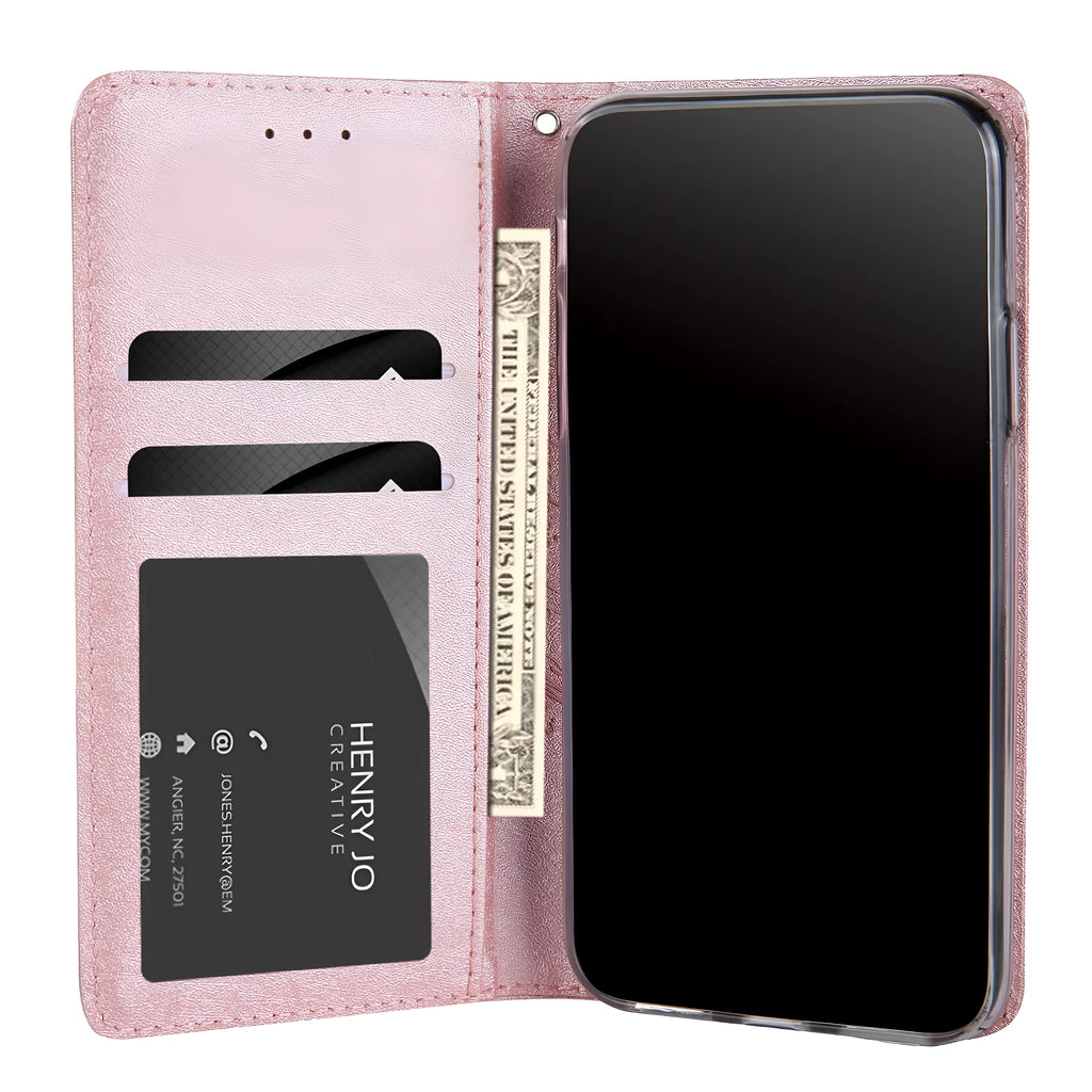 PU leather flip phone case with card slot for iPhone in various colours
