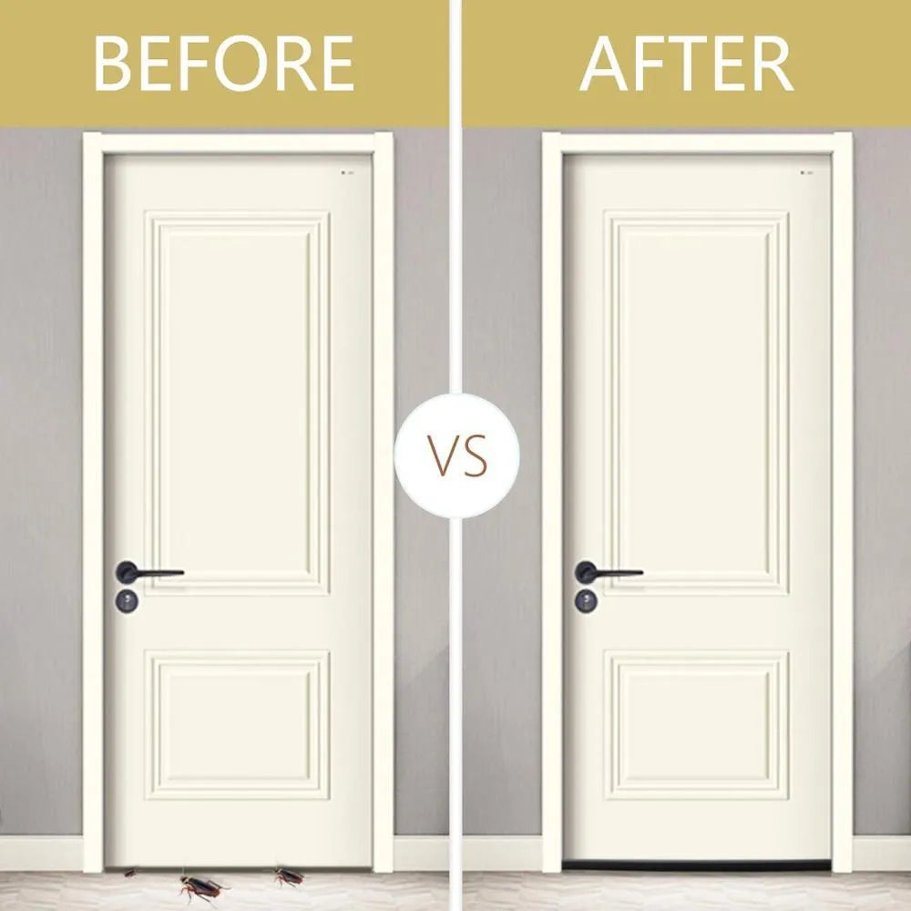 Flexible door bottom sealing strip in white and brown, 65g, 21x15x6.5cm, on hard floor
