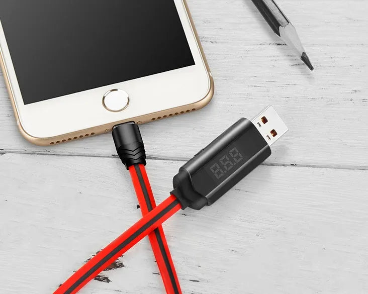 Intelligent timing fast charging data cable 1m length red white Micro USB 8Pin Type-C