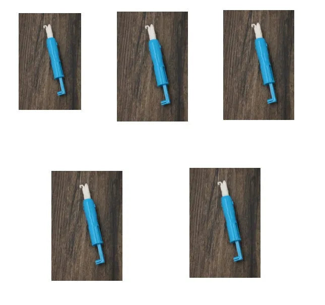 Needle threader insertion tool for sewing machine, plastic and metal, 7.2cm, blue or white