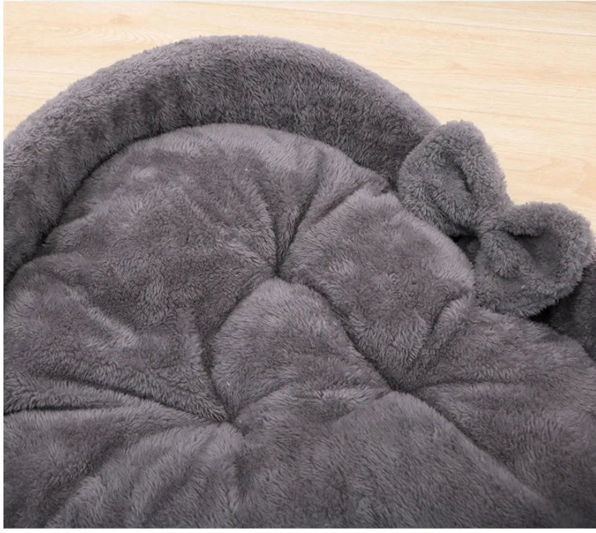 Heart-shaped soft cloth pet bed in grey or pink, sizes M L XL for cats, puppies, and dogs