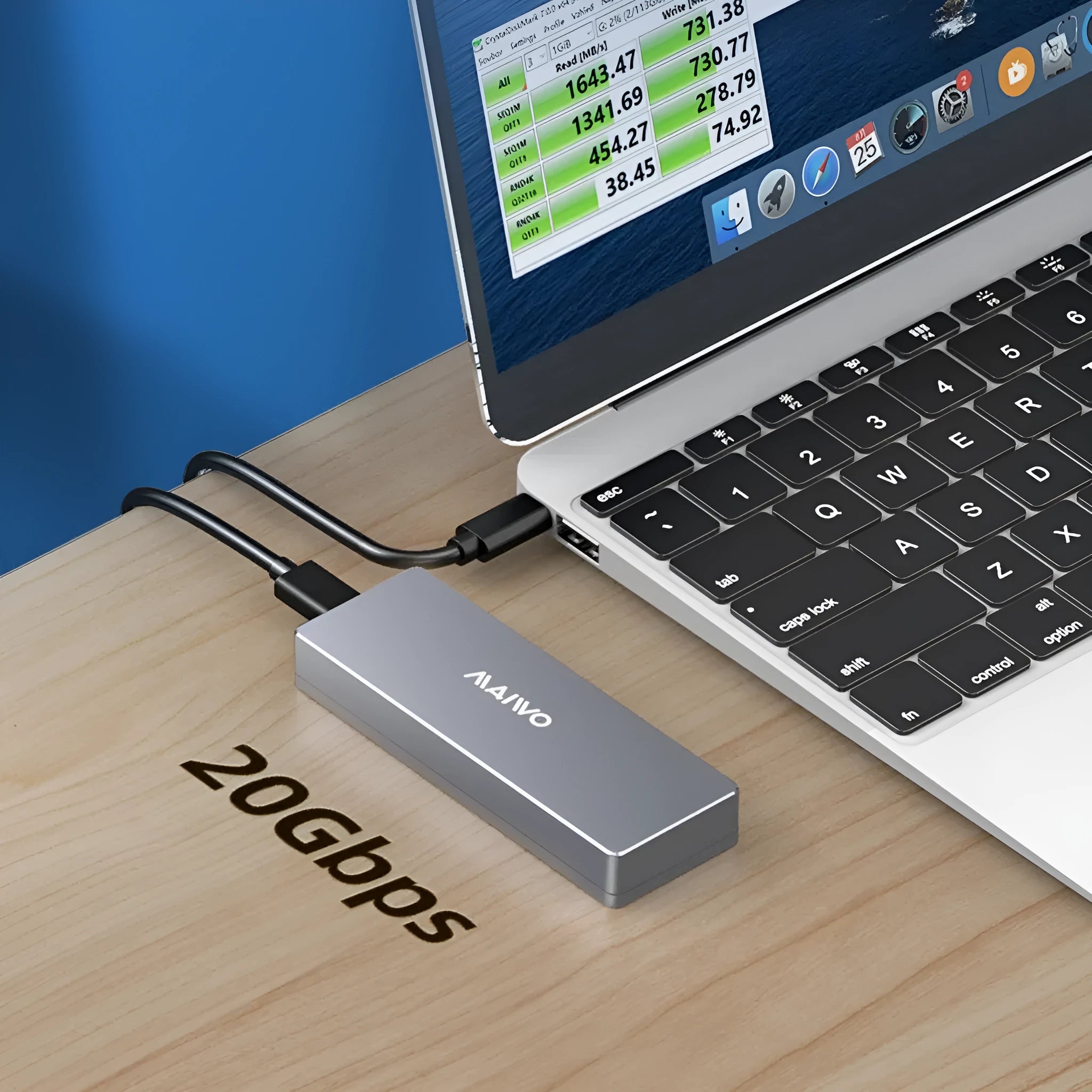Silver aluminium M.2 NVMe SSD enclosure with USB Type-C port and installation accessories including screwdriver and screws
